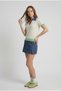 Women's Colorful Collar and Short Sleeve Knitwear Blouse - 2