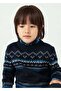 Boy's Jacquard Patterned Crew Neck Knitwear Sweater 2-10 Years Dark Blue - 2
