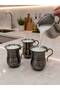 3-Piece Stainless Steel Patterned Handled Cups for Ayran and Soft Drinks, Copper-Looking Silver Color Handled Cups - 2