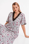 Bamboo Viscose Fabric V Lace Collar Detailed Flared Dress - 2