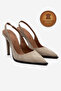 Genuine Leather Beige Suede Pointed Toe Flat Sole Stiletto High Heel Shoes Vardola - 2