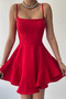 Women's Strappy Mini Dress Square Neckline Flounce Skirt Stylish Casual Event Graduation Dress - 3