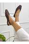Coffee Satin (Lorey) White Polka Dot Buckle Detail Women's Ballerinas - 5