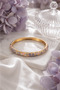 Leaf Wrapped Stone Powder Enamel Thin Bracelet (Gold Color)