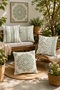 Striped Green Leaves Patterned 4-Piece Throw Pillow Cover Set - 2