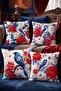 Exotic Birds Patterned 4-Piece Throw Pillow Cover Set