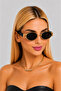 Oval Metal Frame Women's Sunglasses Uv Protection Black Frame - 3