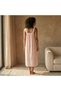 Midi Night Dress Sleeveless Ribbon Tie-Up Cotton - 4