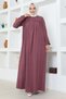 Half Buttoned Viscose Dress Mürdüm
