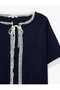 Short Sleeve Crew Neck Lace Detailed Lace-Up Knitwear Cardigan - 8