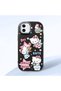 iPhone 12 Mini Compatible Case with Camera Protector Black Silicone Couple Phone Case with Kitty Pattern