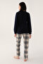 Cute Penguins Navy Blue Women's Long Sleeve Pajamas Set - 5
