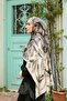 Petra Modern Brush Pattern Shawl - Gray - 4