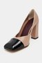 Emily Ten Matte Black Toe Detailed Closed Back Thick Heeled Women's Shoes - 4