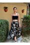 Vera Asymmetric Floral Midi Skirt Women's Black - 6