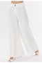 Elastic Waist Women's White Trousers with Wide Legs and Non-See-Through Fabric - Women's Hijab Fabric Trousers - 3