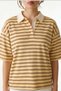 Polo Collar Striped Oversize Knitted T-Shirt Lub0388 Yellow - 7
