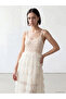 White U-Neck Ruffle Crochet Dress with Rope Straps - 2