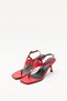 Heeled Sandals 2627 - Red Women's Heeled Sandals with Minimal Gold Accessories - 4