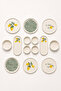Amalfi 14 Piece 6-Person Ceramic Stackable Breakfast Set with Lemon Patterned Stand and Presentation Plate Tableware Set - 3