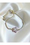 Gold Steel Rotating Flower Figured Princess Zircon Stone Elevator Bracelet - 2