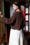 Muslin Shirt with Pleated Collar Detail in Brown - 5