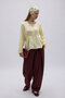 Pile Detailed V-Neck Shirt Yellow - 5