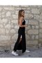 Women's Strappy Round Neck Pocket Slit Detailed Viscose Dress and Tank Top Double Set - 3