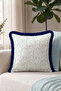 Ottoman Palace Motifs Fringed Pillowcase - Authentic Ethnic Blue Navy Tassel Throw Pillow Cover - 4
