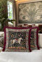 Horse Patterned Fringed Pillowcase - Botanical Ethnic Bohemian Black Burgundy Tassel Throw Pillow Cover - 7