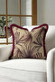 Tropical Palm Pattern Fringe Pillowcase - Exotic Botanical Beige Burgundy Tassel Throw Pillow Cover - 2