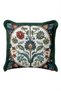 Floral Botanical Ethnic Fringed Pillowcase - Ottoman Garden Green Grey Cream Tassel Throw Pillow Cover