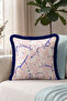 Sakura Flower Elegant Chic Fringed Pillowcase - Japanese Bohemian Pink Navy Blue Tassel Throw Pillow Cover - 3