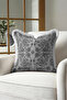 Damask Motif Fringed Pillowcase - Classic Ethnic Modern Anthracite Cream Tasseled Throw Pillow Cover - 5