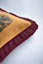 Safari Fringe Pillowcase with Exotic Elephant Figure - African Boho Mustard Burgundy Tassel Throw Pillow Cover - 8