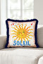 Bohemian Italian Soleil Sun Fringed Pillowcase - Retro Yellow Blue Navy Tassel Throw Pillow Cover - 5