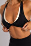 Black Twist Bra with Contrast Double Color Piping and Removable Pads - 3