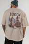 London England 4 Beige Oversize Country City Back Printed Unisex T-Shirt 100% Cotton Premium - 5