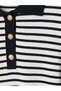Vizyon New Season Navy Blue Polo Collar Striped Women's Knitwear Sweater - 6