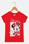 Toddlers Girl Crew Neck Short Sleeve Mickey Minnie Print T-Shirt, Red - 2
