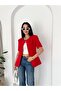 Women's Double Fabric Buttoned Waist-Fitted Short Sleeve Blazer Jacket - 5
