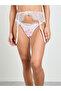 White Pack Of 3 - Floral Lace Bralette, Thong And Suspender Lingerie Set - 4