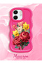 Infinix Smart 9 Compatible Case Camera Protector Red Silicone Couple Phone Case Cover Floral Pattern - 2