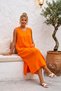 Orange Pool Collar Sleeveless Double Pocket Washable Dirty Stitched Casual Muslin Long Woven Dress 120 62 - 6