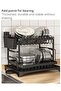 2 Tier Foldable Dish Drying Rack with Utensil Holder & Cutting Board Holder & Drainboard Tray, Rotatable Drainage System Scratch Resistant Frosted Baking Process Coatings, Large Black UK86279 - 7