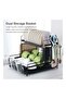 Carbon Steel Dish Rack Large Capacity Storage Rack for Dishes Multifunctional Kitchen Rack Kitchen Sink Drying Shelf Bowl Holder Tool Holder Storage Box with Chopsticks Holder Black Black 45*2 - 3