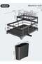 2-Tier Dish Drying Rack, Space Saving Dish Drying Stand for Kitchen Counter, Stainless Steel Dish Drainer with Cups Holder for Dishes, Knives, Spoons, Forks - 4