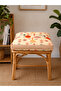 Minimal Botanical Patterned Orange Striped Edged Decorative Throw Pillow Cover 40X40 cm - 3