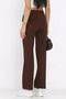 Brown Women's Self-Patterned Elastic Waist Palazzo Trousers - 4
