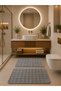 Bubble Plush Bath Mat Toilet Mat Set of 2 Washable Color Gray Non-Slip Base Without Fringe50X80(Square)60X100(Square)